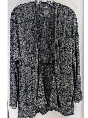 Soma Lounge Draped Front Women's Open Cardigan Black/Gray Long Sleeve Large